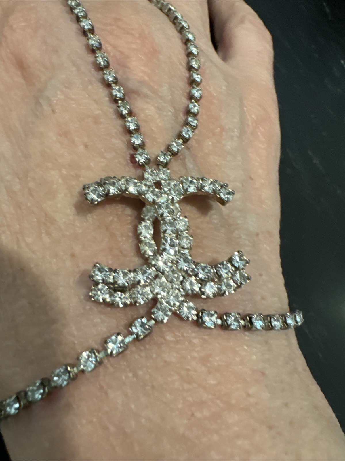 Rhinestone Slave Chain Finger Ring Hand Harness Bracelet Adjustable