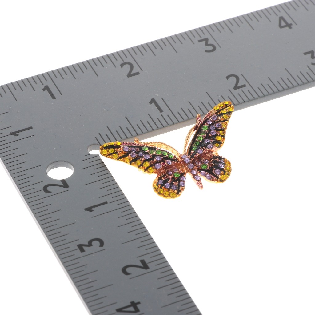 Gold Tone Alloy Metal Crystal Butterfly Brooch With Rhinestone P1173-GYP