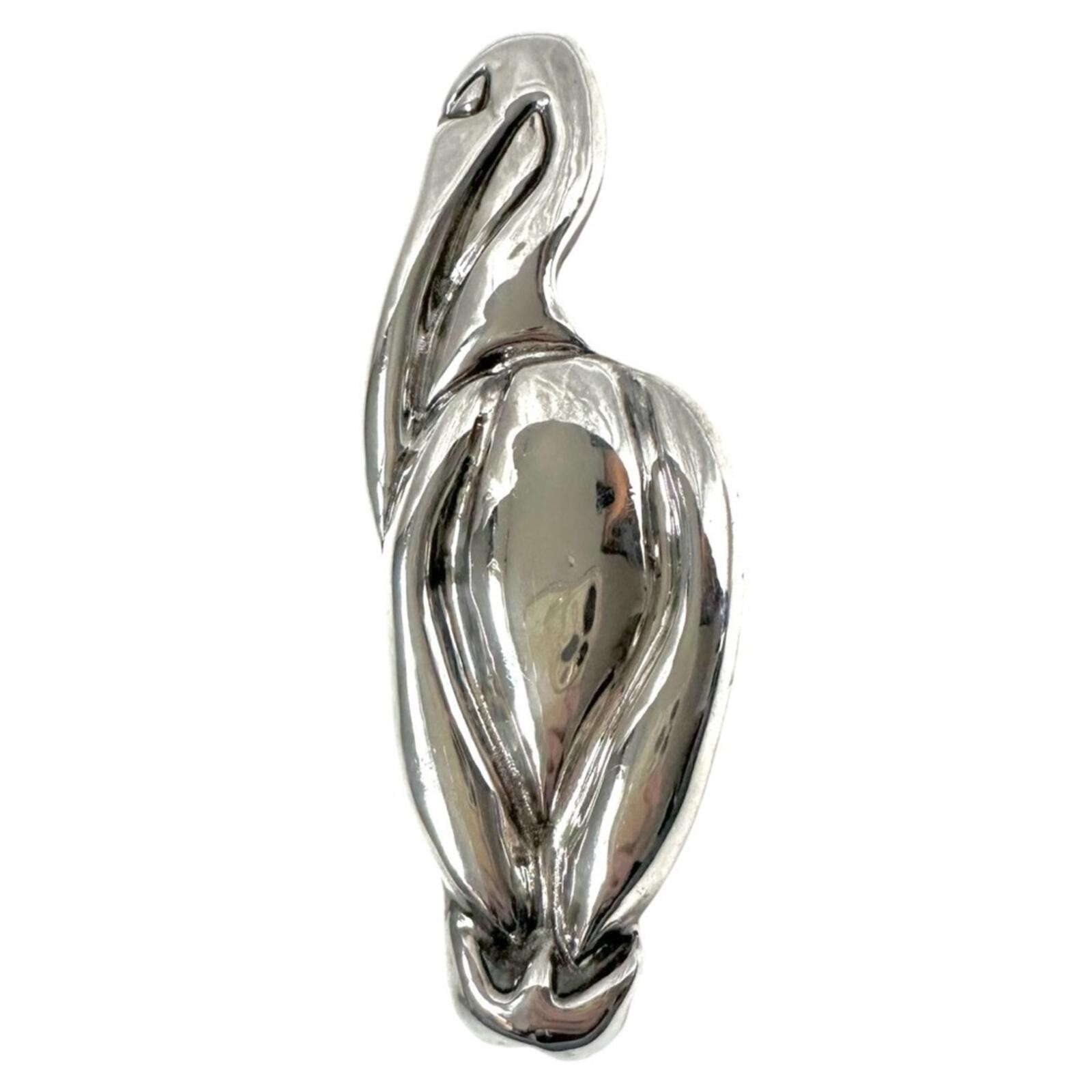 Vintage 80s Sterling Silver 925 Pelican Stork Brooch Electroformed – 4.25 inch
