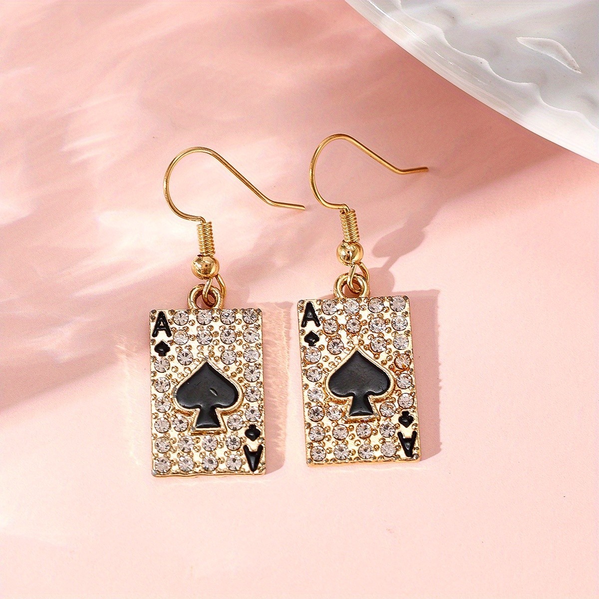 Women’s Ace Spades Drop Earrings Hip Hop Glass Stone Zinc Alloy Party Jewelry