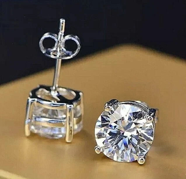 0.75CT Lab Grown Diamond stud Earing for women 925 Silver 14k White Gold Plated