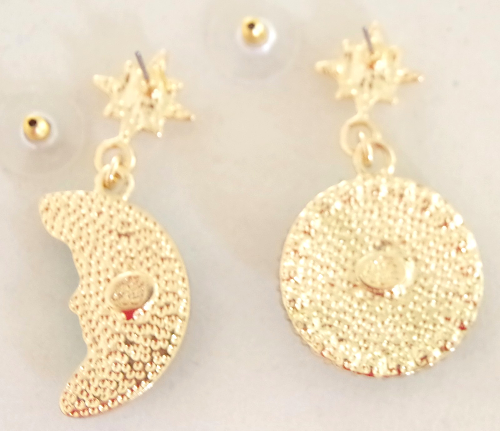 2″ KIRKS FOLLY BLUE SEAVIEW MOON FACE AB CRYSTAL RHINESTONE DROP DANGLE EARRINGS