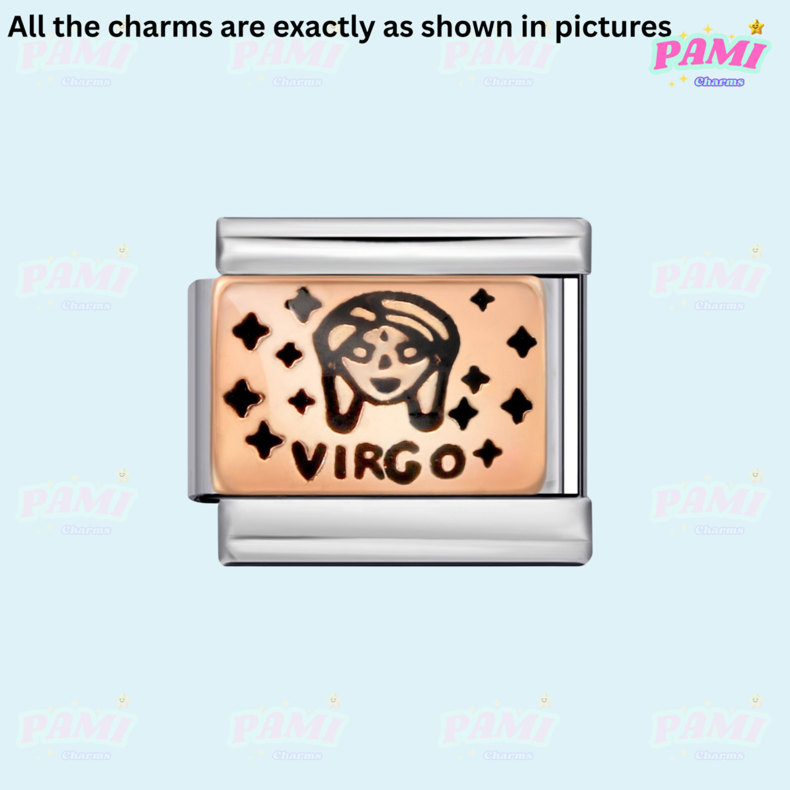 Italian charm 12 zodiac Star signs Fits All major Brands Italian charm bracelet