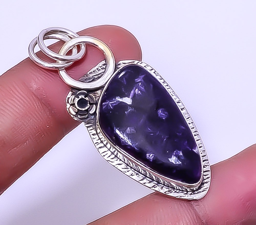 Purple Lepidolite – San Diego Gemstone 925 Sterling Silver Pendant 1.95″ A323