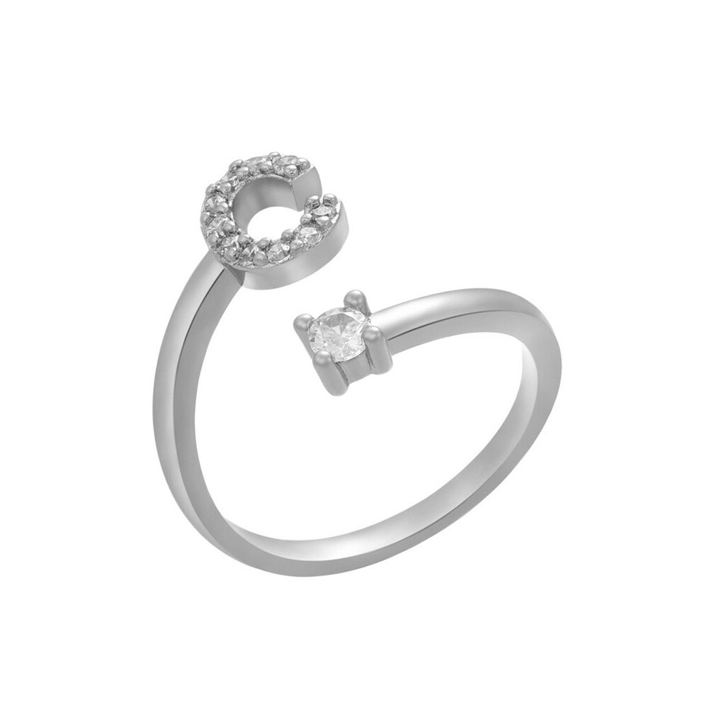 US Charm Initial Letter Ring Alphabet A-Z Gold Silver Adjustable Open Bands Ring