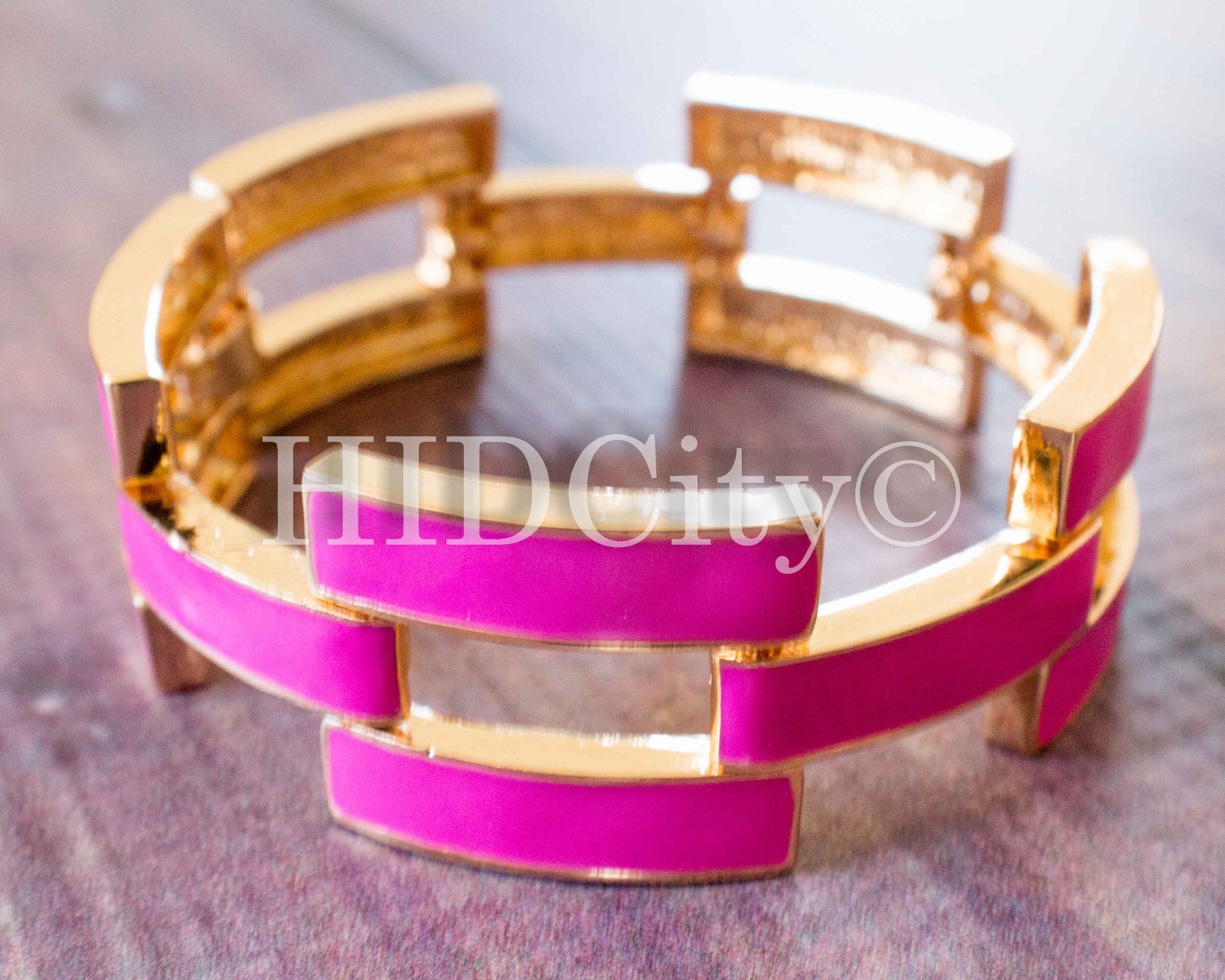 5 Colors Enamel Square Pave Chunky Link Crew Bracelet Mint Gold US Seller NEW