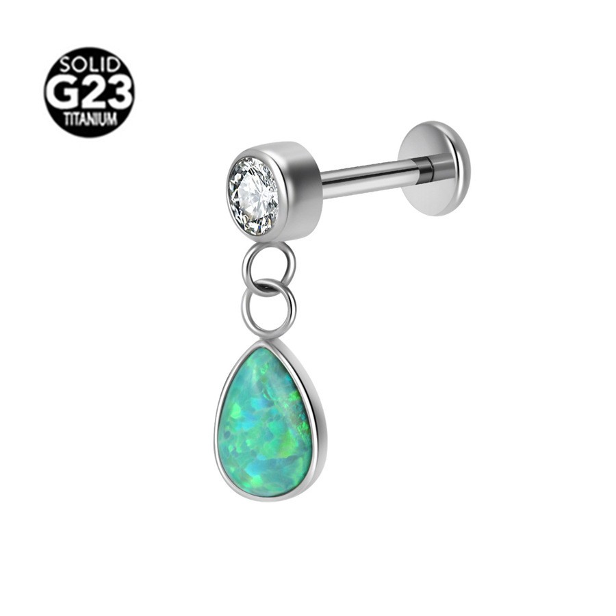 G23 Titanium Internally Threaded Opal Ear Stud Cartilage Helix Tragus Piercing