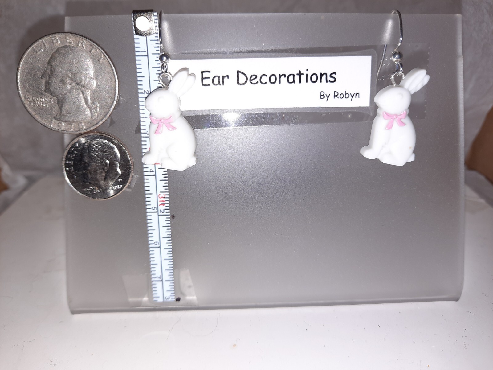 Chocolate or white Bunny Rabbit Earrings Silver hooks Ear Decorations by Robyn