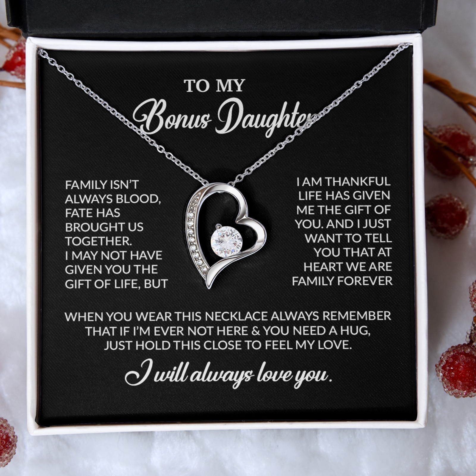 To My Bonus Daughter Necklace, Gift for Bonus Daughter, Step Daughter Birthday
