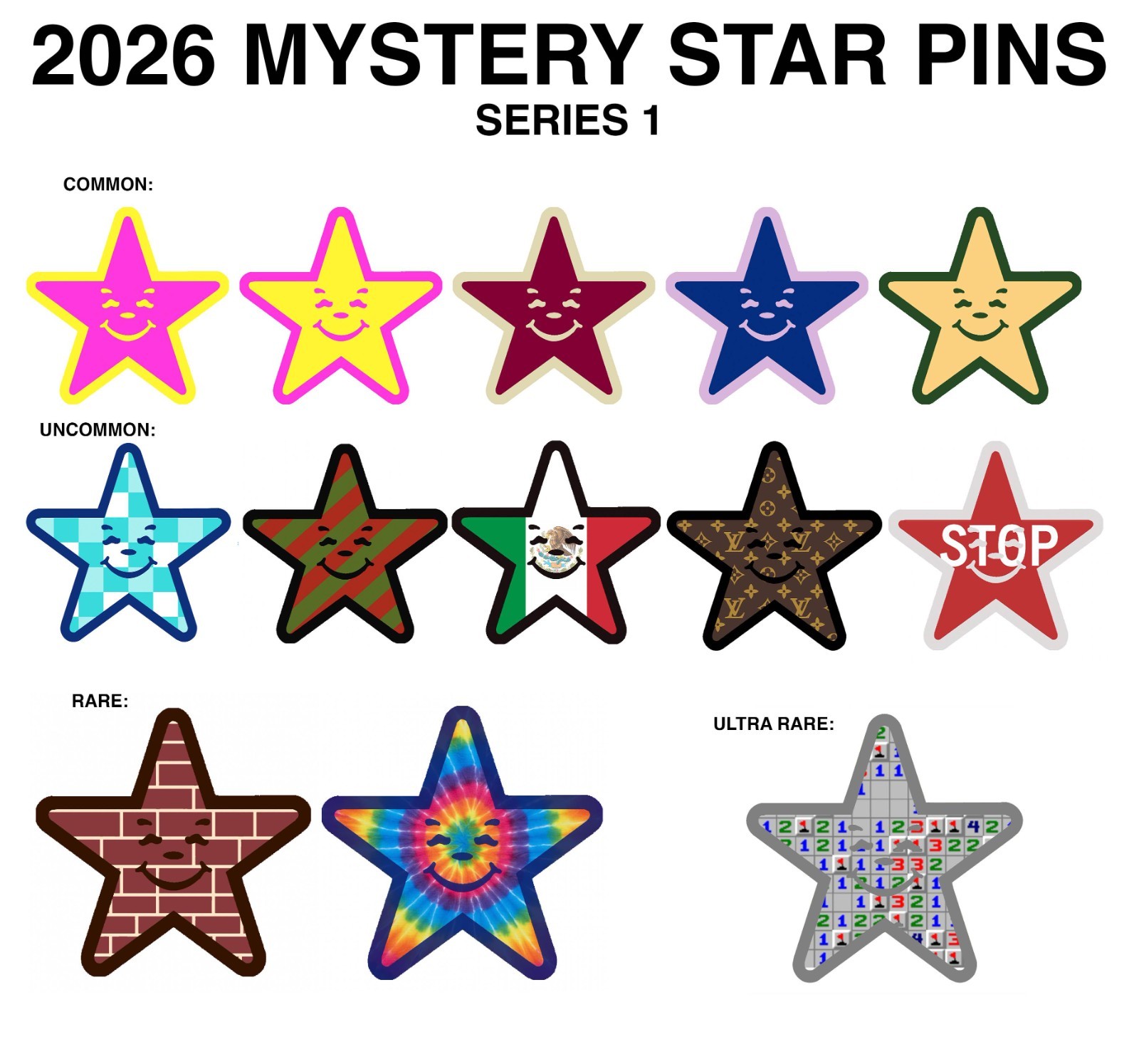 asspizza Star Pin Yellow Purple Series 1 Common New Carls Jr Hardees