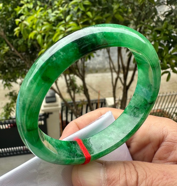 Natural Grade AAA Ice Green Burmese Jade jadeite bracelet bangle Women 56MM