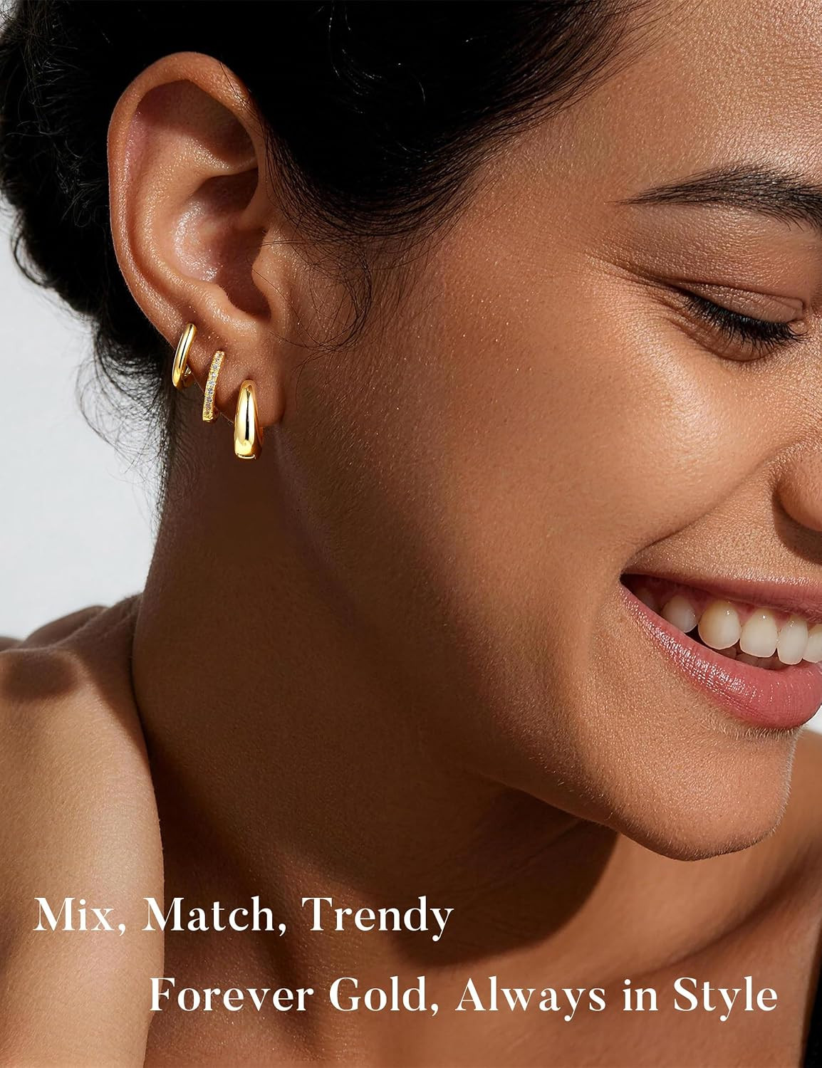 Gold Earrings for Women, 14K Gold Plated Chunky Hoop Earrings Hypoallergenic Car