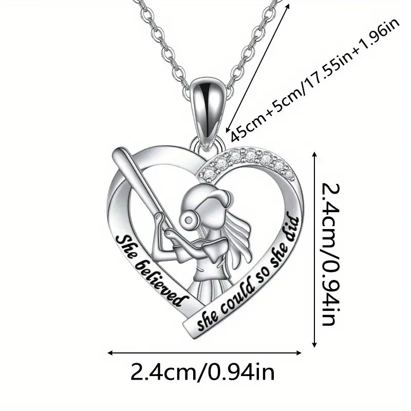 Softball Baseball Heart Jeweled Necklace Jewelry Sports Athletic Fitness Pendant