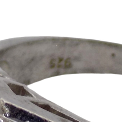 STERLING SILVER & LARGE 14 X 10MM OVAL CUT CZ SIZE:13.25 RING 9.1GR #3360