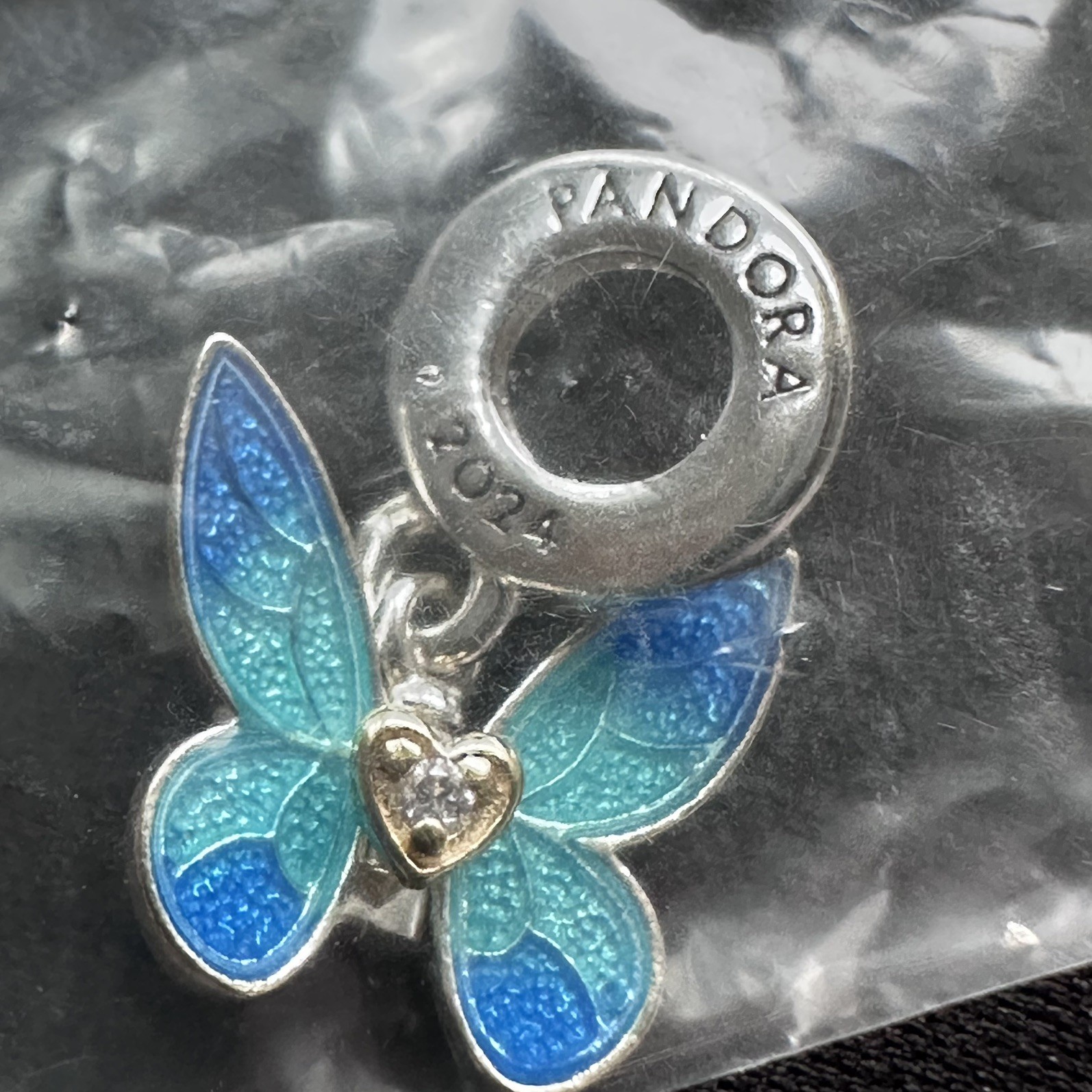 Pandora Club 2024 Butterfly Dangle Charm w/Lab grown Diamond #763082C01 *RETIRED