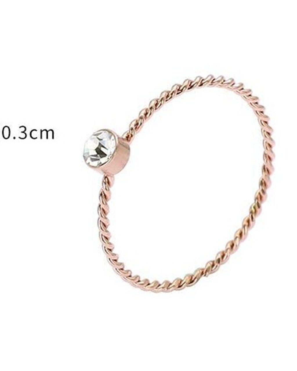 Women Rose Gold Plated Cubic Zircon Drill Titanium Stainless Steel Ring 5-8