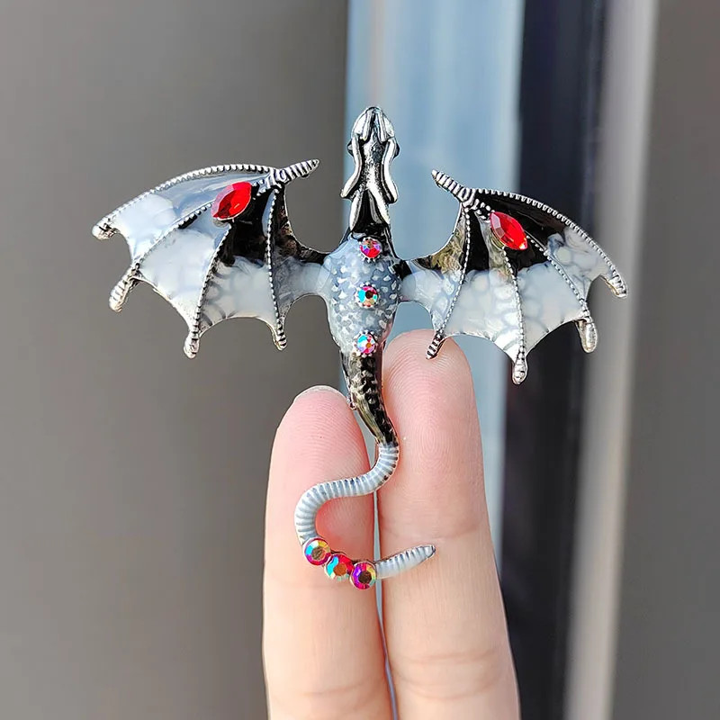 1pc Dragon Brooch Pin Enamel Crystal Animal Badge Jewelry Gift – Animal Pins