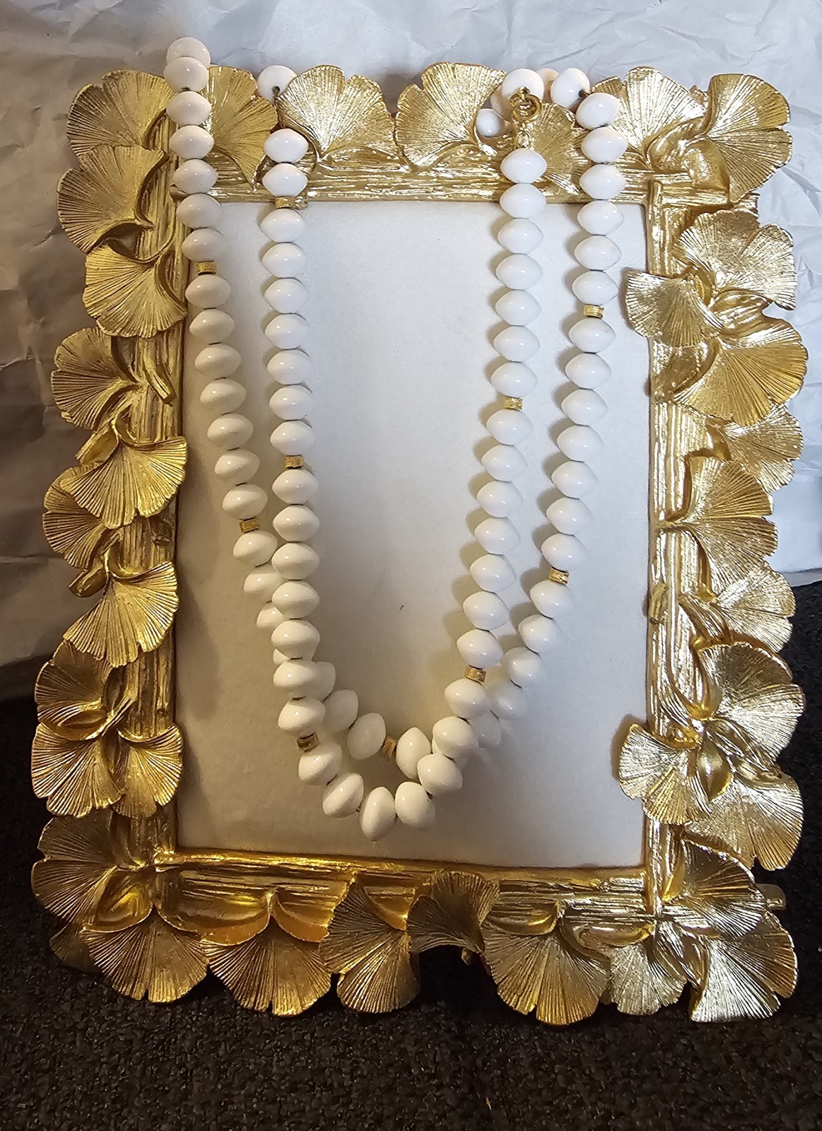 Long White Beaded Necklace