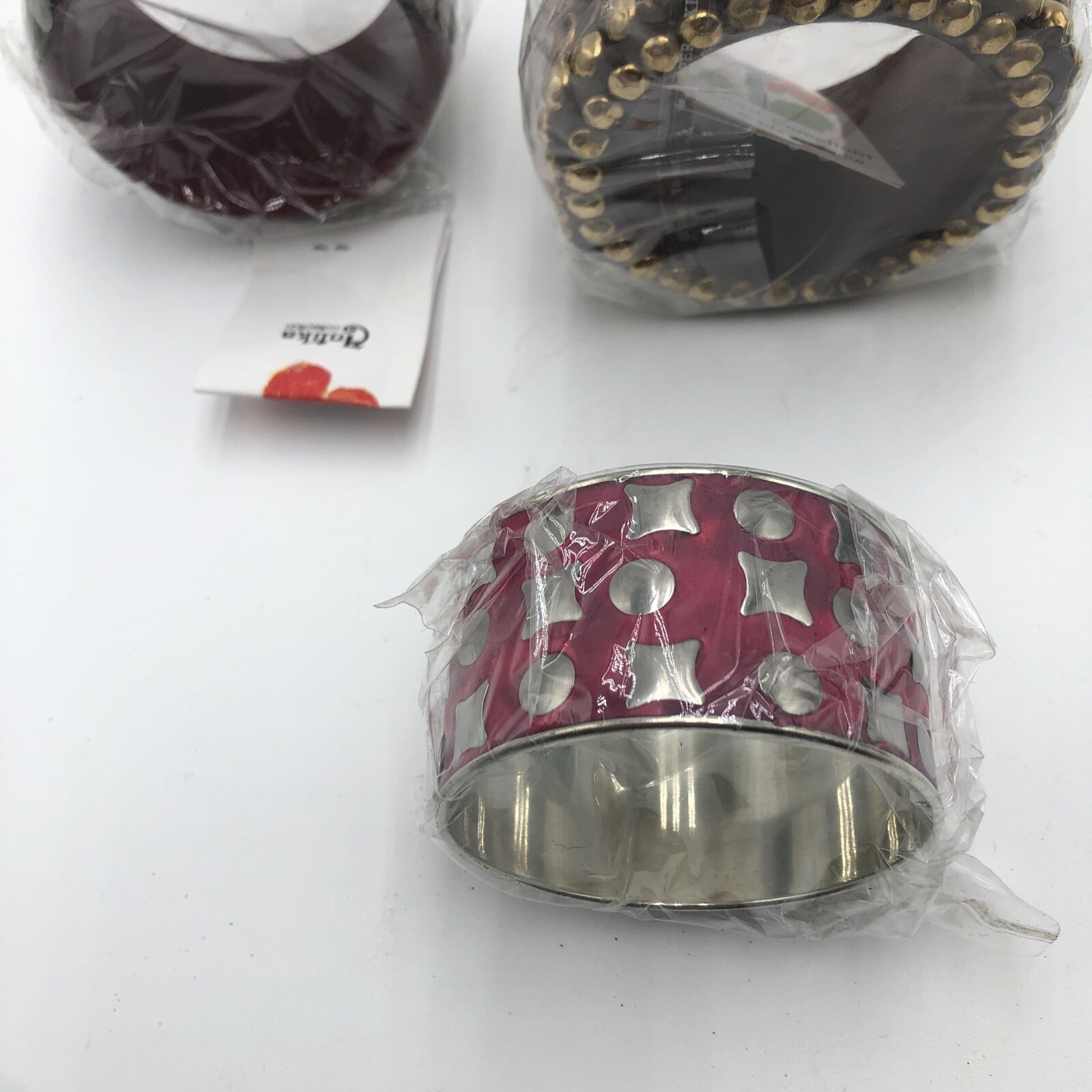 Bracelet Womens Made In India Set Of 4 Red Blue Pink Brown Bangles New NWT
