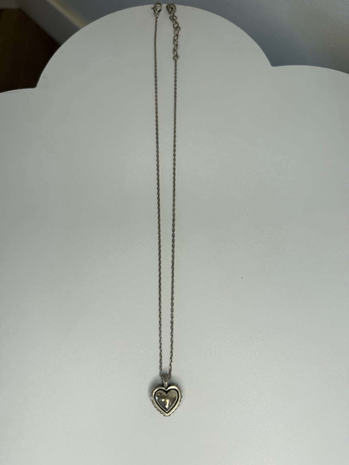 Brighton Heart Locket Necklace Silver Tone with Earrings- Adjustable Chain 20’’