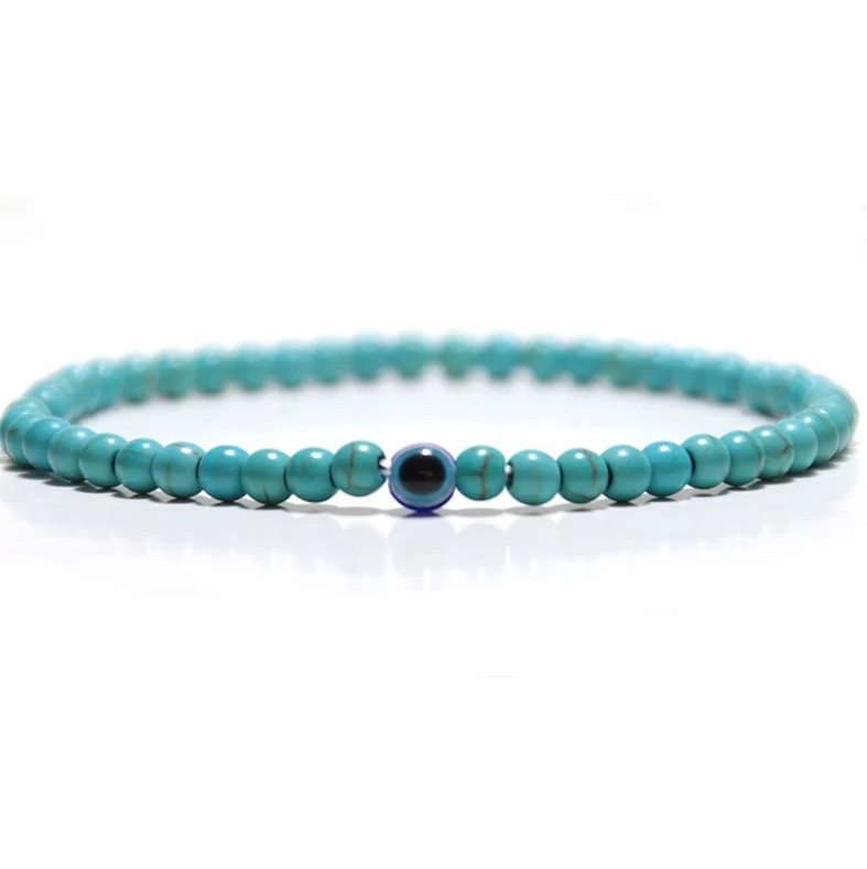 1 pc Minimalist Evil Eye Bracelet 4mm Natural Stone Tiger Eye Yoga Jewelry