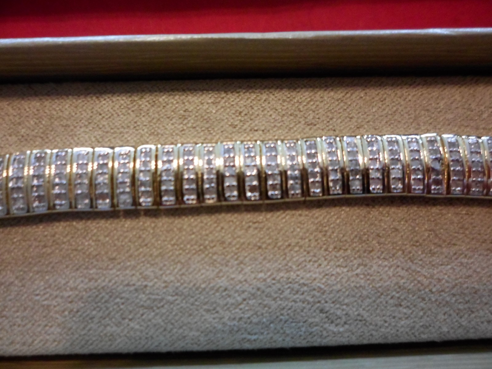 Diamond Bracelet, 1.00 Carat in 18K Yellow Gold over Brass-7 inches