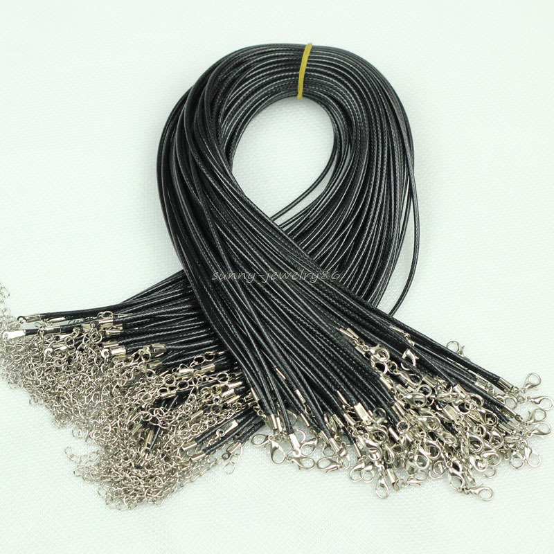 10/20/50pcs Black Waxed Cotton Necklace Cords 1.5mm/2mm 18″ For Pendant Necklace