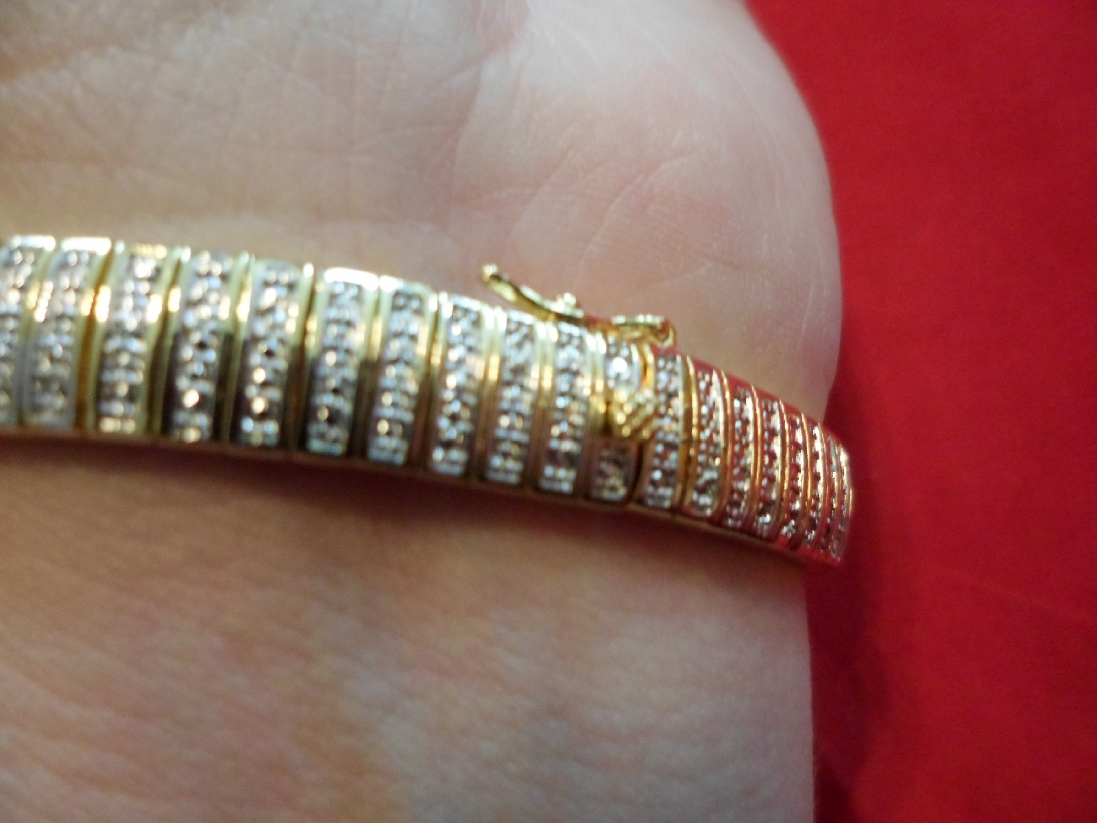 Diamond Bracelet, 1.00 Carat in 18K Yellow Gold over Brass-7 inches