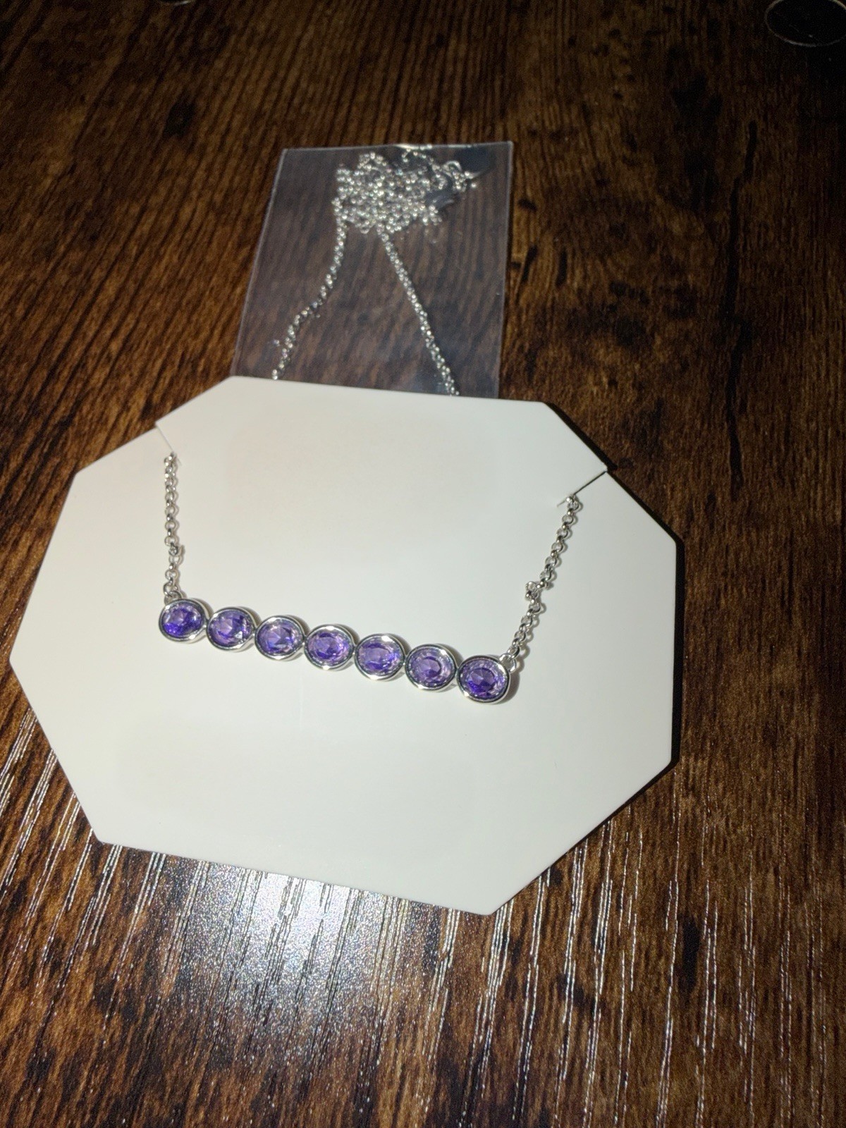 Necklace Dark Purple Topaz CZ w/Rhodium Plating 18″ + 2.5″ extender