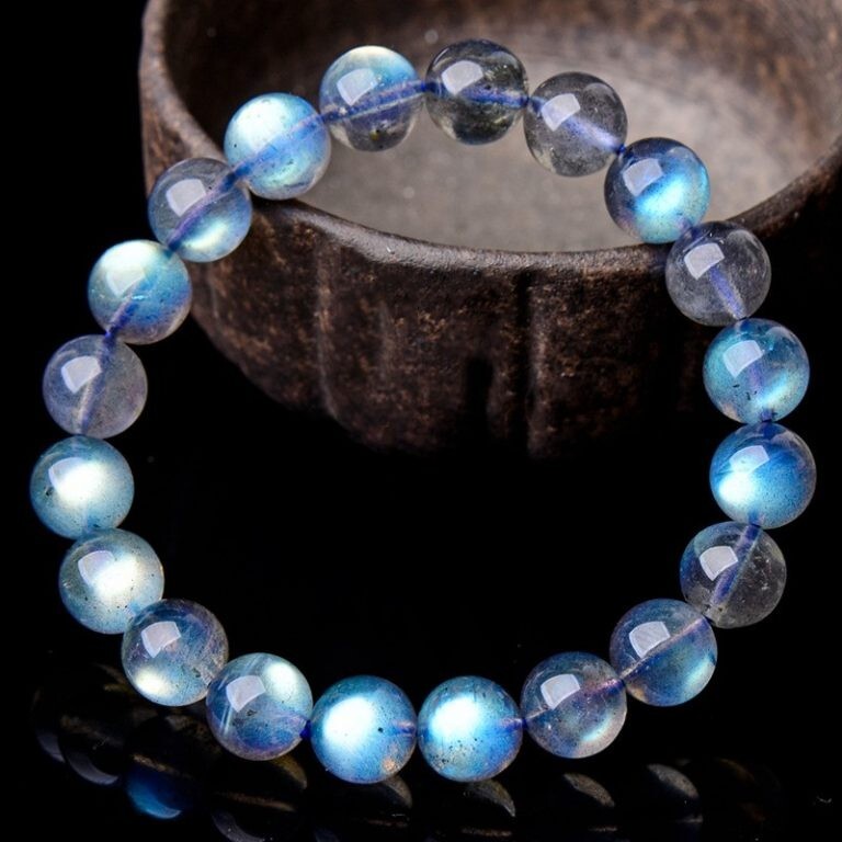 Handmade Natural Moonstone Elastic Stretch Bracelet – 7mm Round Gemstone Bead
