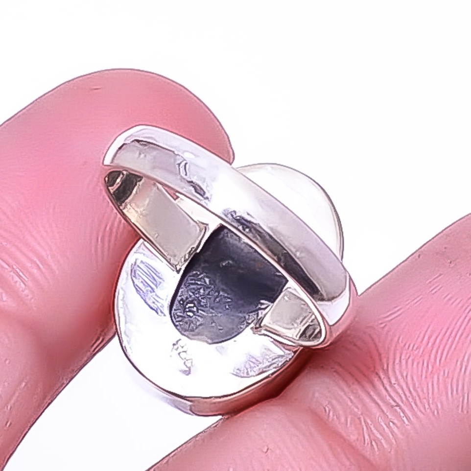 Titanium Agate Drusy Silver Plated Jewelry Ring s.7 T929