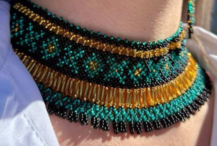 Handmade Necklace Woman American Style Native Boho Seed Bead Beautiful Necklace