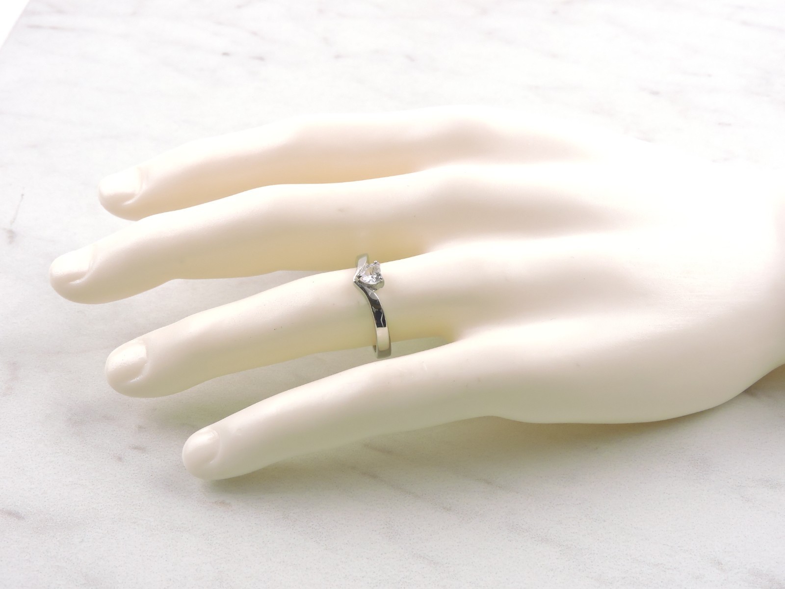 Stainless Steel .50 ct Heart Cut Cubic Zirconia Solitaire Ring