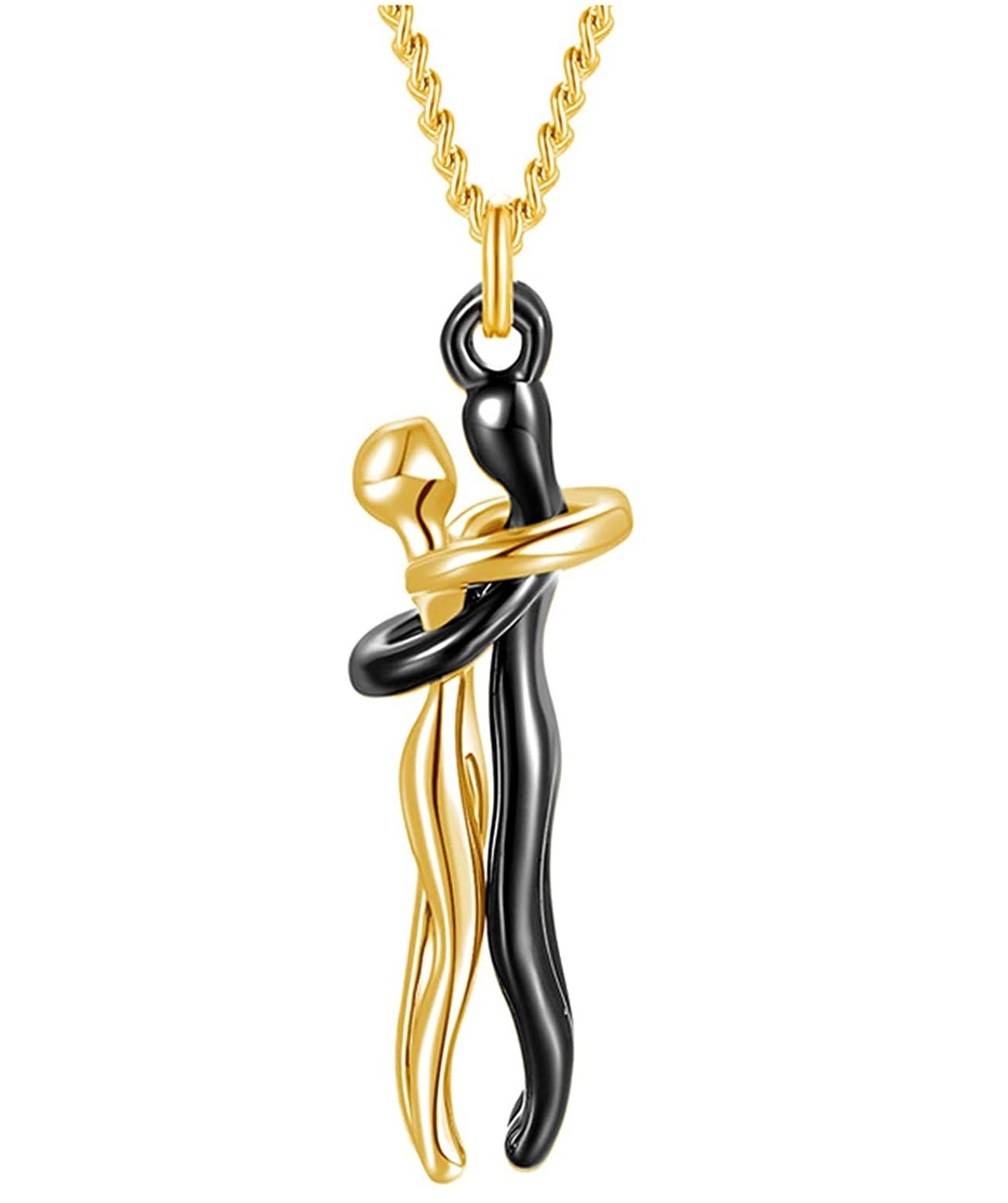 Love Hug Pendant Necklace Two Toned Affectionate Couple Hug Valentine’s Necklace
