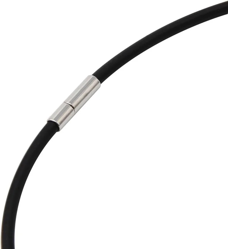 Necklace Rubber Rope Necklace with 3Mm Black Stainless Steel Clasp 18-Inch, Whit