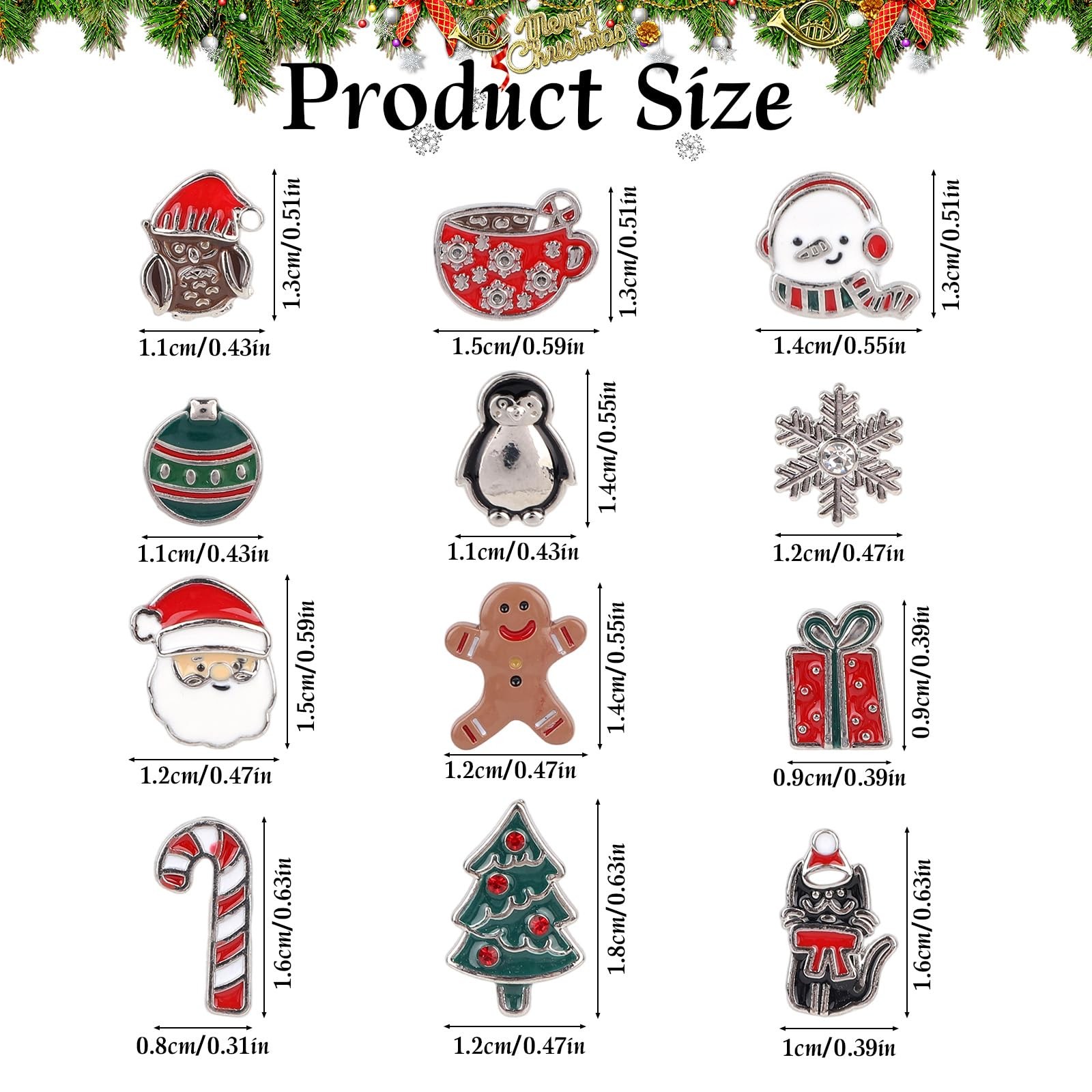 Mikovivi 12 Pairs Christmas Stud Earrings Medium, as shown in the picture
