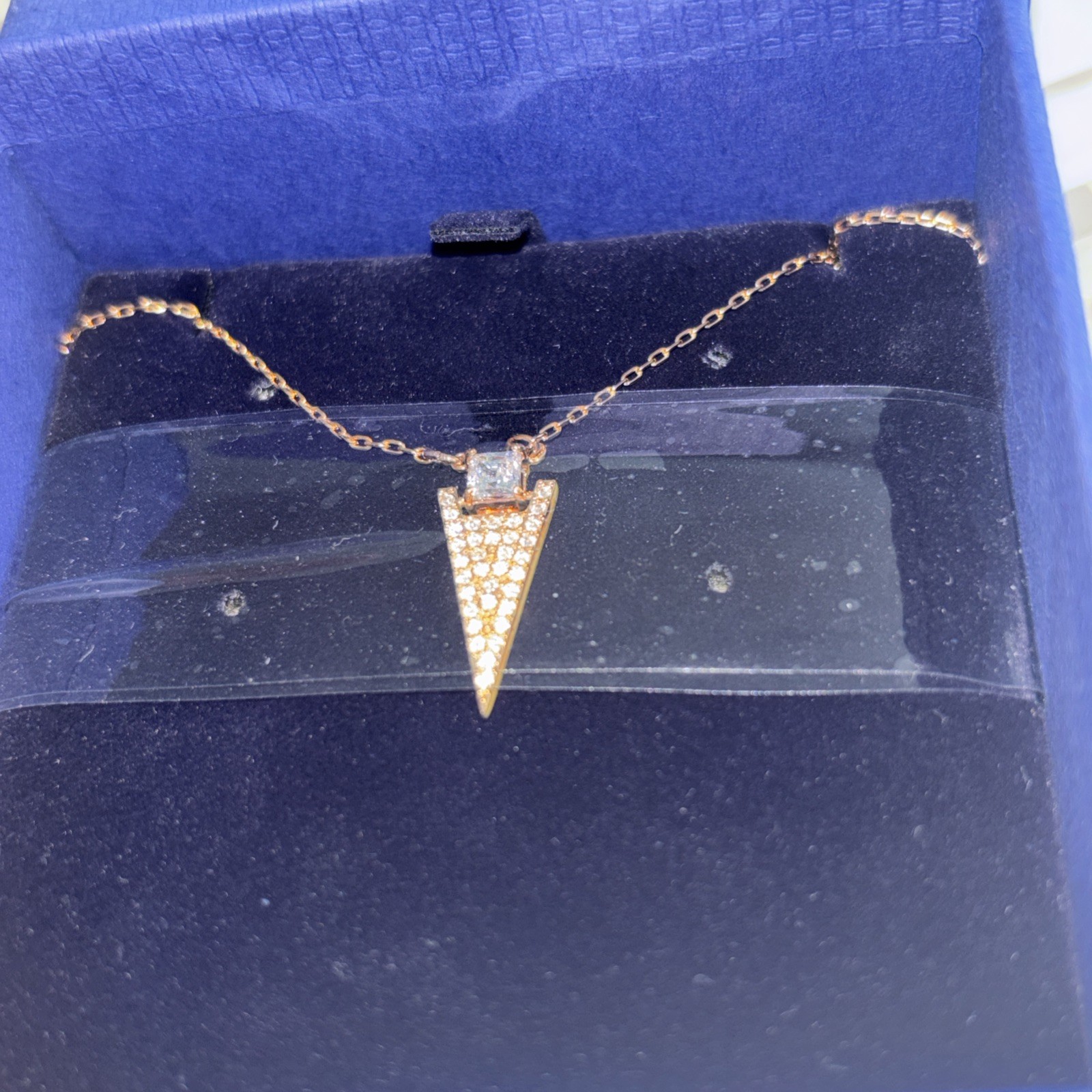 Brand New Swarovski Crystal Rose Gold and white pendant necklace solitaire