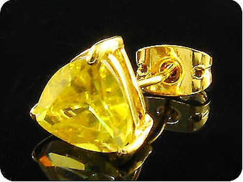 Earrings Topaz Yellow 0 3/32×0 5/16in Gold Plated 18 K