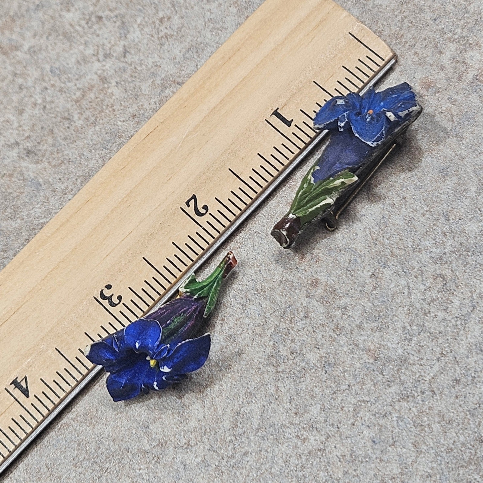 Vintage Blue Floral Brooch Pin Set Flowers Garden Art Nouveau Style 20s 30s 40s
