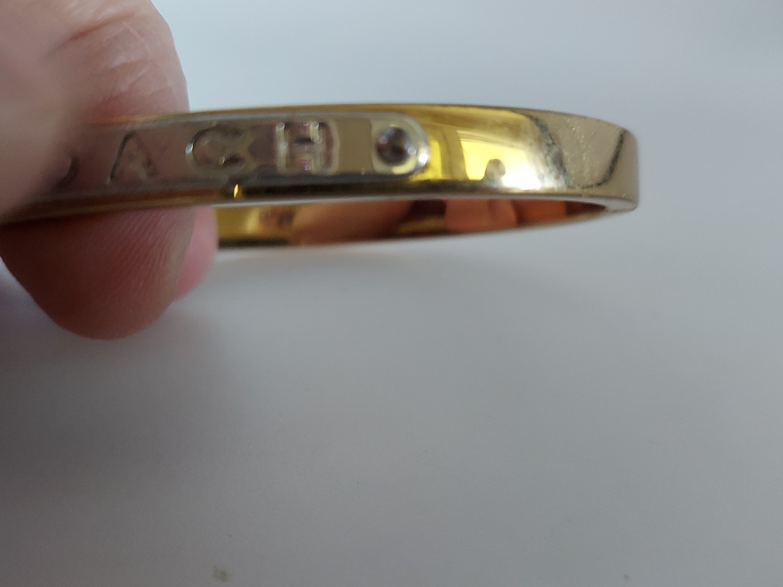Authentic Coach Gold & Silver Branded Hinged Bangle Bracelet Size 6.75