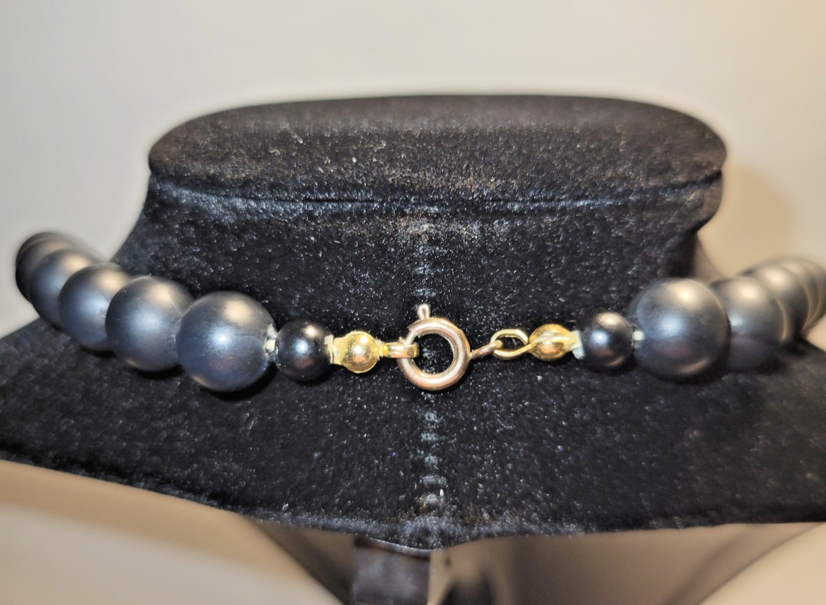 Handmade Beaded Statement Necklace with Multi-Color Stone Accents & Dark Beads