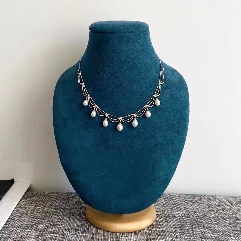 Vintage Lace Pearl Tassel Choker, 14K Gold Filled Natural Freshwater Necklace