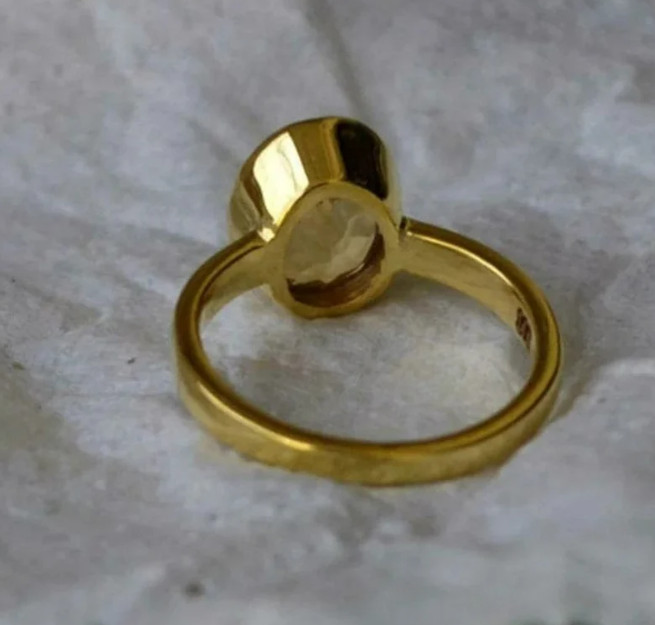 Natural Certified Yellow Sapphire Pukhraj Rashi Ratan Astrological Handmade Ring