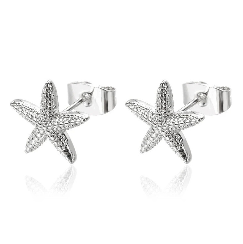 1pcs Starfish Stainless Steel Stud Earrings – Trendy Ocean-Inspired Jewelry