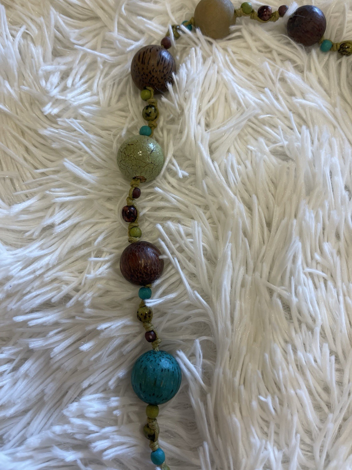 Women’s Slip-On 22” Necklace Multi-Colored Wooden Beads Made In The Deep South