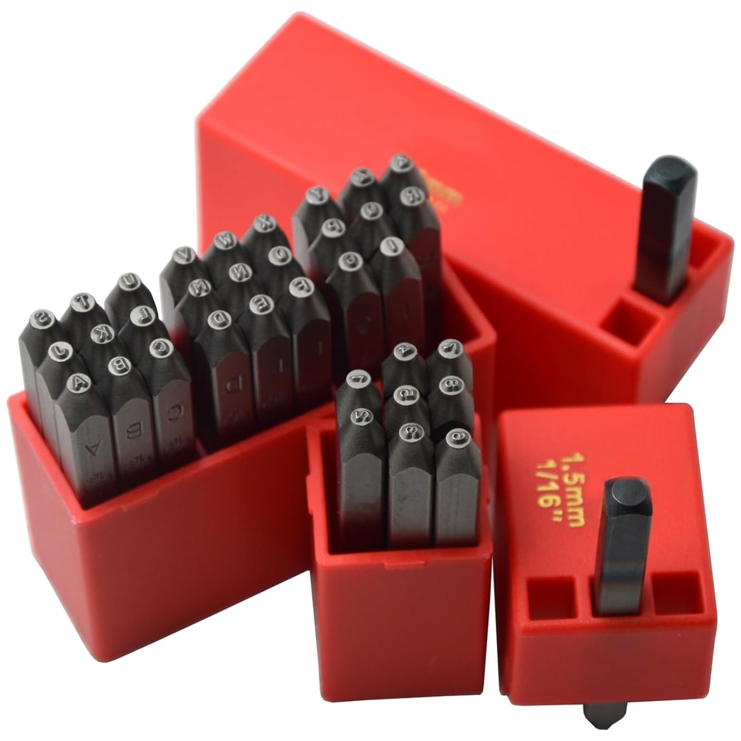 Steel Stamp Uppercase Letters Number 1/16 1.5mm Kit