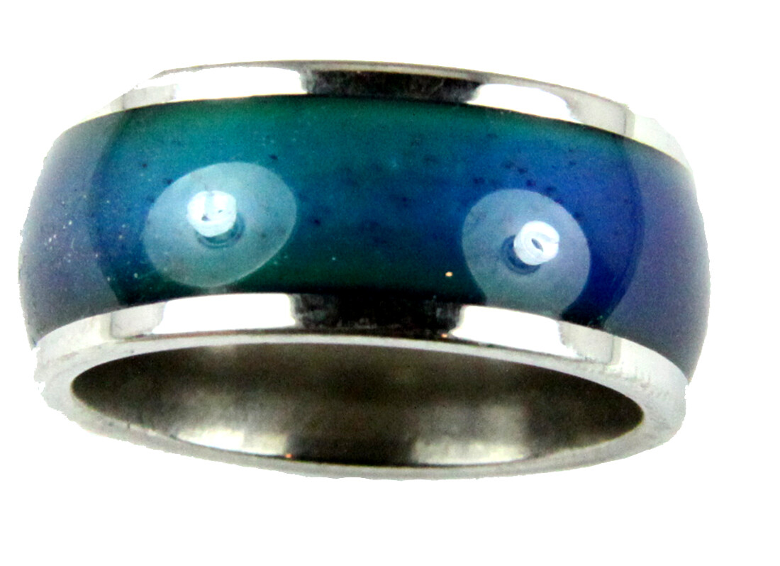 10mm Solid Heavy Stainless Steel Mood Ring Hypersensitive Color 70’s Look Nice