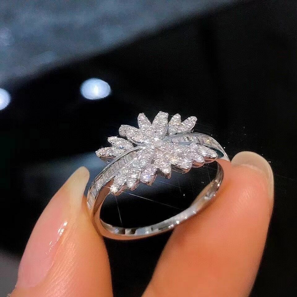Cluster Ring in 925 sterling silver CZ cluster ring wedding band Engagement