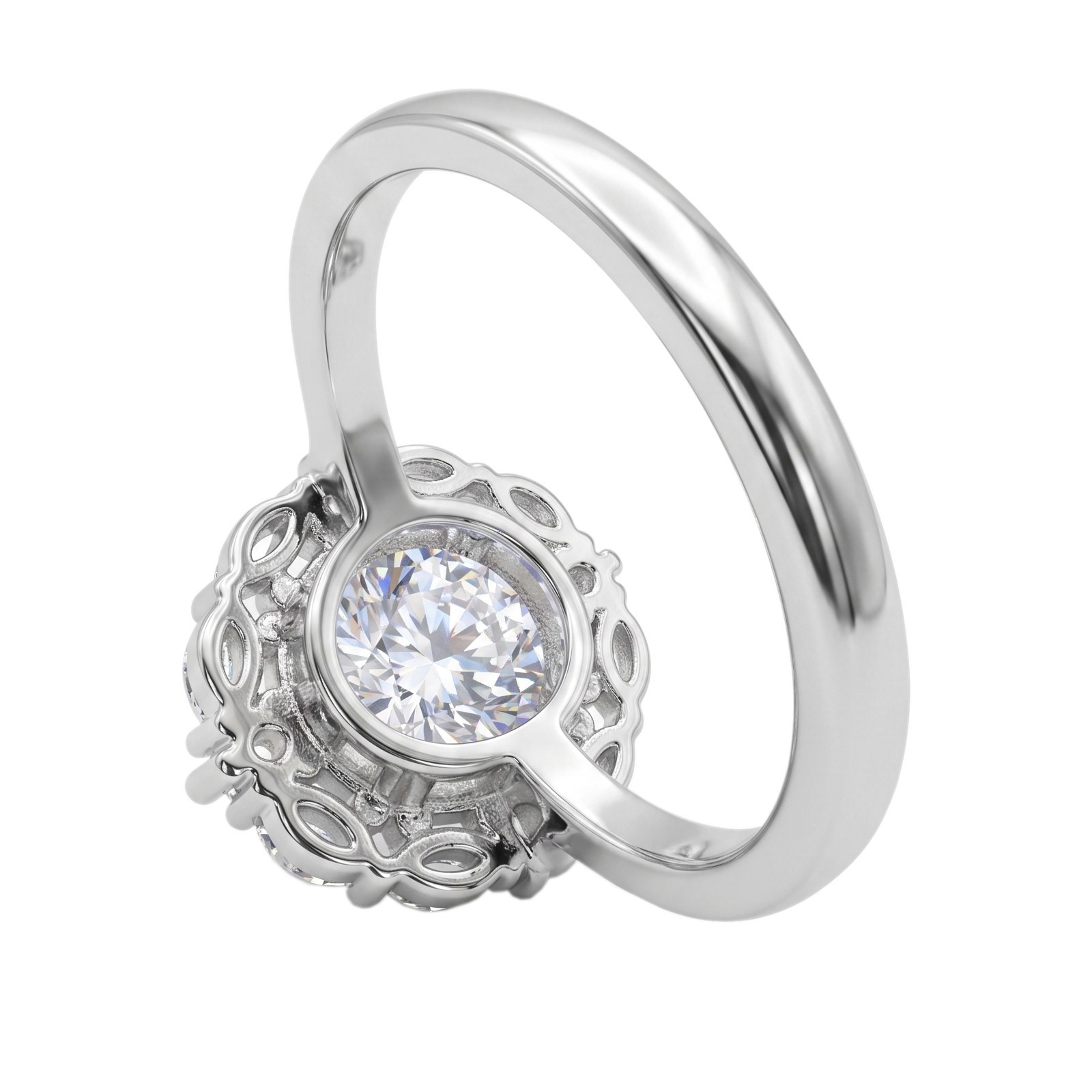 [US STOCK] 5CT CZ Halo Engagement Ring Silver Tone Adjustable Promise Gift Women