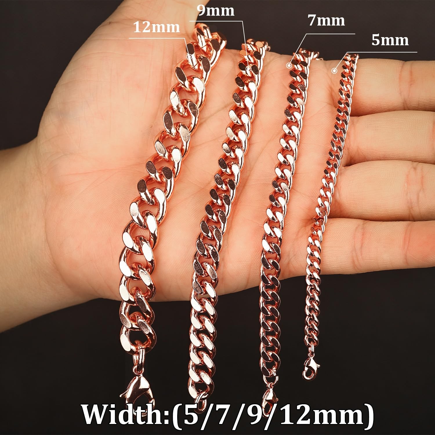 Copper Bracelet for Men & Women – 99.9% Pure Copper Cuban Link Chain – 5mm, 7…